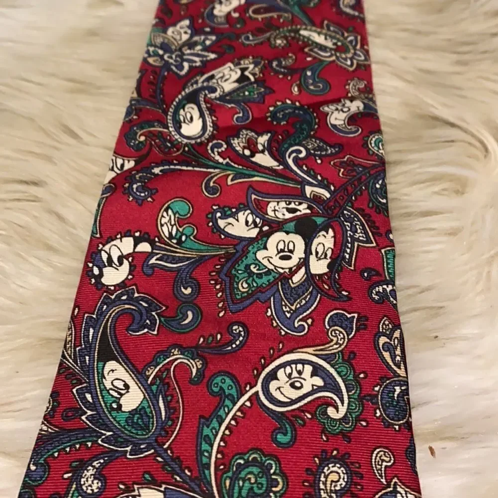 Vintage Disney Mickey Mouse Silk Paisley Tie
